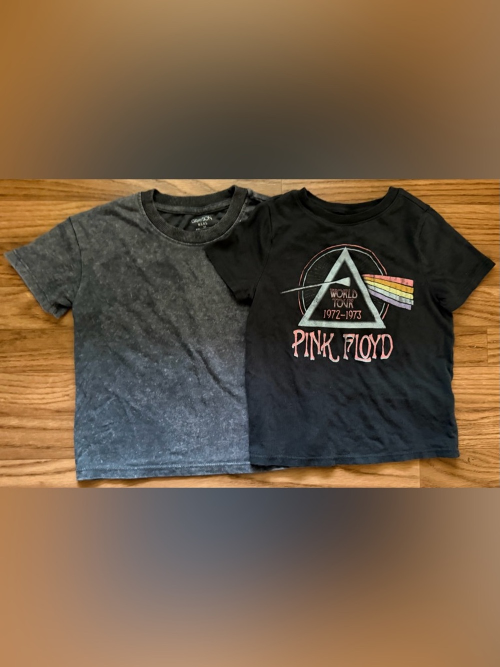 ⭐️2/$12 Boys 3T Pink Floyd Dark Side and Grey Acid Wash T Shirt Set
